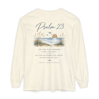 Load image into Gallery viewer, Psalm 23 Long Sleeve Tee — Coastal Scripture Beach Design