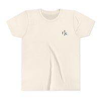 Load image into Gallery viewer, Youth Tee - "Jesus Is My Rider" Surfboard Christian T-Shirt