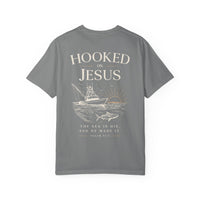 Load image into Gallery viewer, Hooked on Jesus T-Shirt — Fishing Faith Graphic Tee (Psalm 95:5)