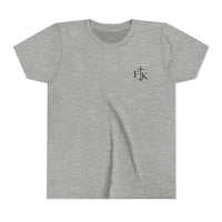 Load image into Gallery viewer, Strong &amp; Courageous Youth Tee — Lion Graphic Christian Faith Shirt