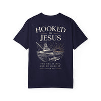 Load image into Gallery viewer, Hooked on Jesus T-Shirt — Fishing Faith Graphic Tee (Psalm 95:5)
