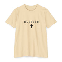 Load image into Gallery viewer, Blessed Cross T-Shirt — Minimal Christian Faith Tee - Black ink