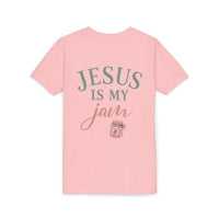 Load image into Gallery viewer, Youth Tee — "Jesus Is My Jam" Christian Kid Shirt (G&amp;G Logo)