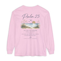 Load image into Gallery viewer, Psalm 23 Long Sleeve Tee — Coastal Scripture Beach Design