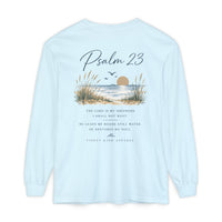 Load image into Gallery viewer, Psalm 23 Long Sleeve Tee — Coastal Scripture Beach Design