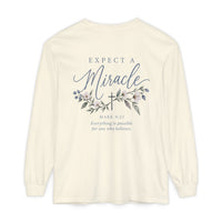 Load image into Gallery viewer, Expect a Miracle women's Christian long sleeve shirt with floral design