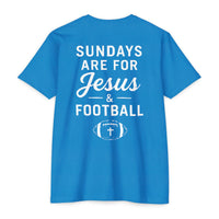 Load image into Gallery viewer, Sundays Are for Jesus &amp; Football T-Shirt - white ink