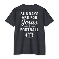 Load image into Gallery viewer, Sundays Are for Jesus &amp; Football T-Shirt - white ink