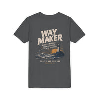 Load image into Gallery viewer, Way Maker Lighthouse Youth Tee | Christian Faith Surf Ocean Graphic