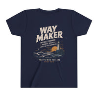 Load image into Gallery viewer, Way Maker Lighthouse Youth Tee | Christian Faith Surf Ocean Graphic