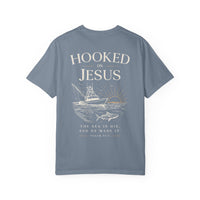 Load image into Gallery viewer, Hooked on Jesus T-Shirt — Fishing Faith Graphic Tee (Psalm 95:5)