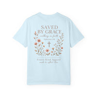 Load image into Gallery viewer, Saved by Grace Floral T‑Shirt — Christian Faith Tee