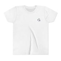 Load image into Gallery viewer, Youth Tee - "Jesus Is My Rider" Surfboard Christian T-Shirt