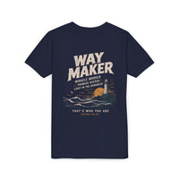 Load image into Gallery viewer, Way Maker Lighthouse Youth Tee | Christian Faith Surf Ocean Graphic