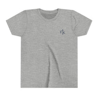 Load image into Gallery viewer, Youth Tee - "Jesus Is My Rider" Surfboard Christian T-Shirt