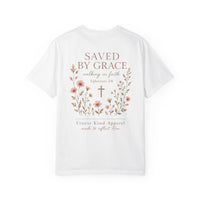 Load image into Gallery viewer, Saved by Grace Floral T‑Shirt — Christian Faith Tee