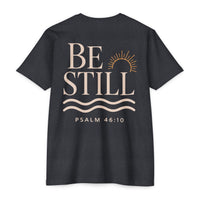 Load image into Gallery viewer, Be Still Psalm 46:10 T-Shirt — Calm Sunrise Graphic Tee