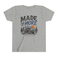Load image into Gallery viewer, Youth Tee - "Made For More" Adventure Graphic Chest Logo