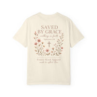 Load image into Gallery viewer, Saved by Grace Floral T‑Shirt — Christian Faith Tee