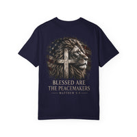 Load image into Gallery viewer, Christian Lion T-Shirt — "Blessed Are the Peacemakers" Graphic Tee