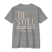 Load image into Gallery viewer, Be Still Psalm 46:10 T-Shirt — Calm Sunrise Graphic Tee
