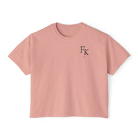 Load image into Gallery viewer, Fearfully Loved Boxy Tee — Women's Christian Cross Floral T-Shirt
