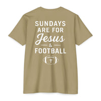 Load image into Gallery viewer, Sundays Are for Jesus &amp; Football T-Shirt - white ink