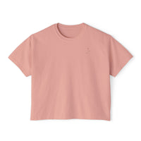 Load image into Gallery viewer, Raised on Grace Women's Boxy Tee – Minimal Faith Graphic Cropped T‑Shirt