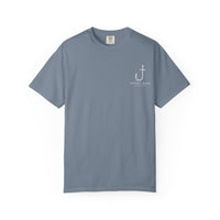 Load image into Gallery viewer, Hooked on Jesus T-Shirt — Fishing Faith Graphic Tee (Psalm 95:5)