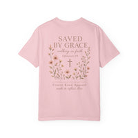 Load image into Gallery viewer, Saved by Grace Floral T‑Shirt — Christian Faith Tee