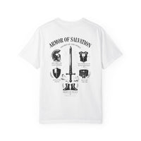 Load image into Gallery viewer, Armor of Salvation T-Shirt — Christian Faith Graphic Tee (Back Illustration, FJK Cross)