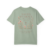 Load image into Gallery viewer, Saved by Grace Floral T‑Shirt — Christian Faith Tee